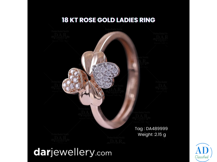 18 KT Gold Ladies Ring with Floral Diamond Design | Elegant Everyday Gold Jewellery