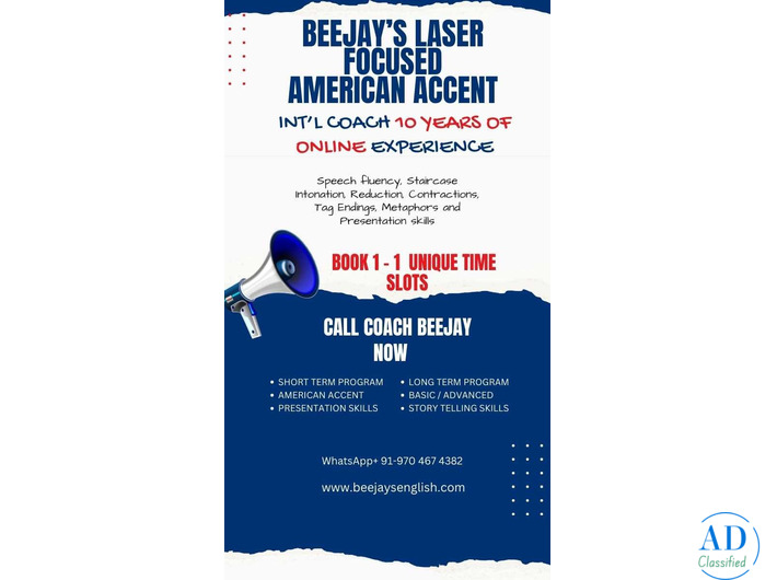 Beejay,s American Accent MasterClassfor S/W Professionals and AI StartupEntrepreneurs