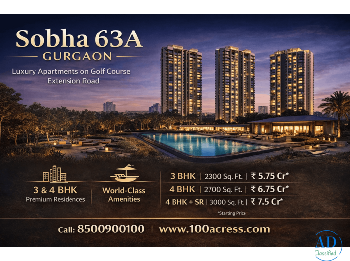 Sobha 63A Premium 3 & 4 BHK Homes on Golf Course Extn Road