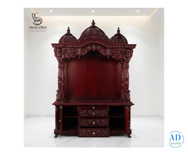 Teak Wood Pooja Mandir with Domes