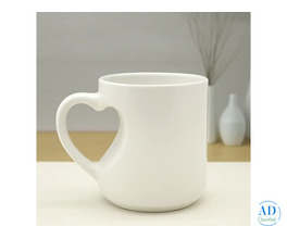 Personalized Heart Cut Handle Printed Mugs