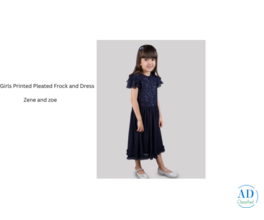 : Trendy Girls Printed Pleated Frock | zeneandzoe