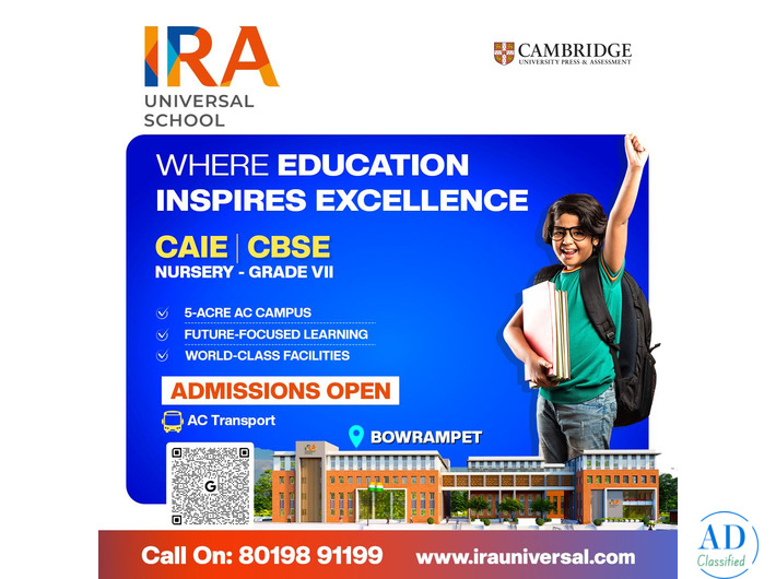 Best Cambridge School in Bowrampet | Best CBSE School in Bowrampet | IRA Universal
