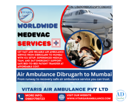 Air Ambulance Dibrugarh to Mumbai