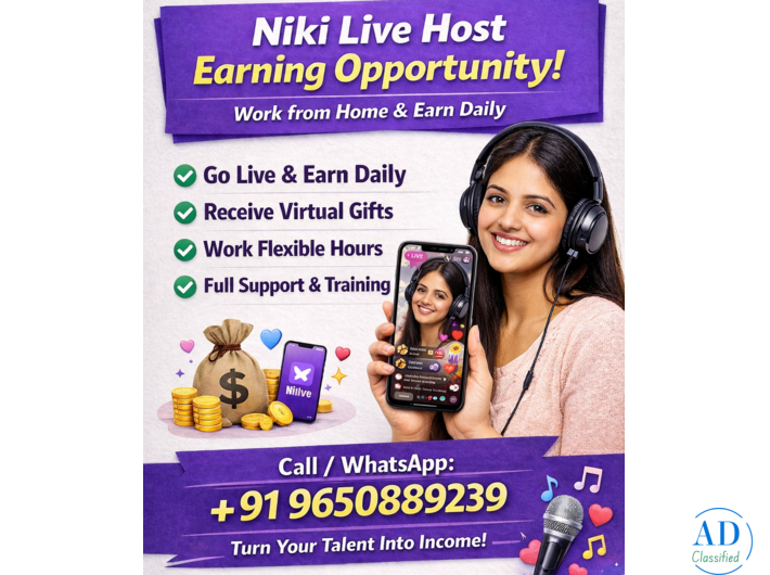 Niki Live Host Earning Opportunity - Work From Home & Earn Daily