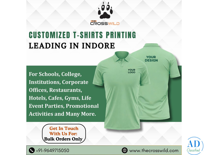 Customized T-shirt Printing in Indore with Brand Logo and Design