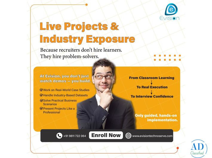 Live Projects and Industry Exposure - Real Execution - Evision Technoserve