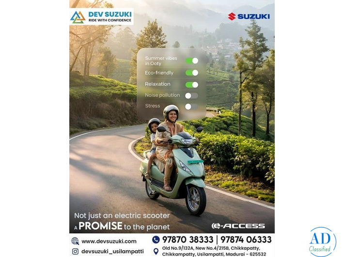 Why settle for fuel when you can ride the Suzuki e-ACCESS electric scooter?