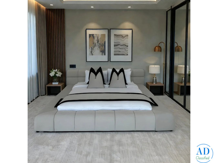 AuraPuff Light Gray Extended Platform Bed