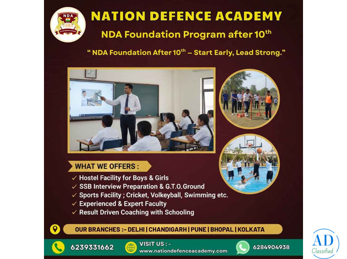 Join NDA Foundation Course After 10th – Bhopal