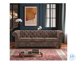 Black Faux-Leather Minimalist Sofa