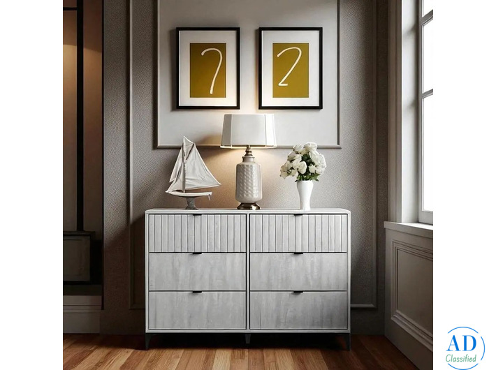 Modern Gray Ribbed Dresser