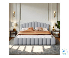 ScallopDream Light Gray Tufted Bed