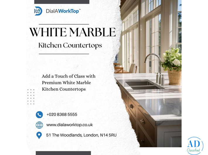 White Marble Kitchen Countertops | DialAWorkTop