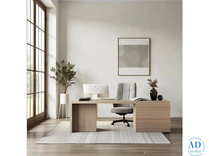 EliteFlow Light Neutral L-Shaped Executive Desk