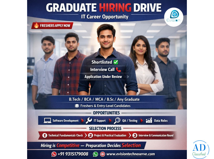 Graduate Hiring Drive – Freshers Apply Now - Evision Technoserve