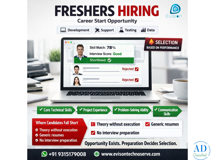 Freshers Hiring Now – Start Your IT Career - Evision Technoserve