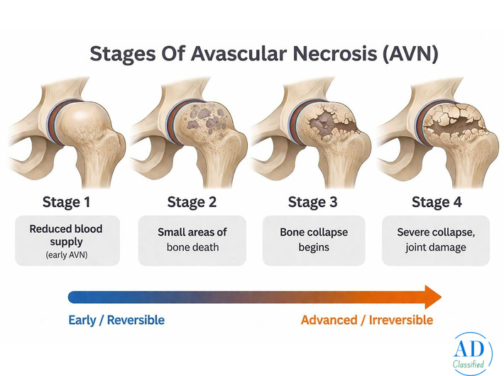 Stages of Avascular Necrosis Hip – Symptoms & Treatment