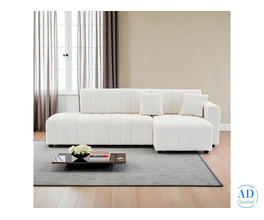 L-Shaped Wool Sectional Sofa with Chaise