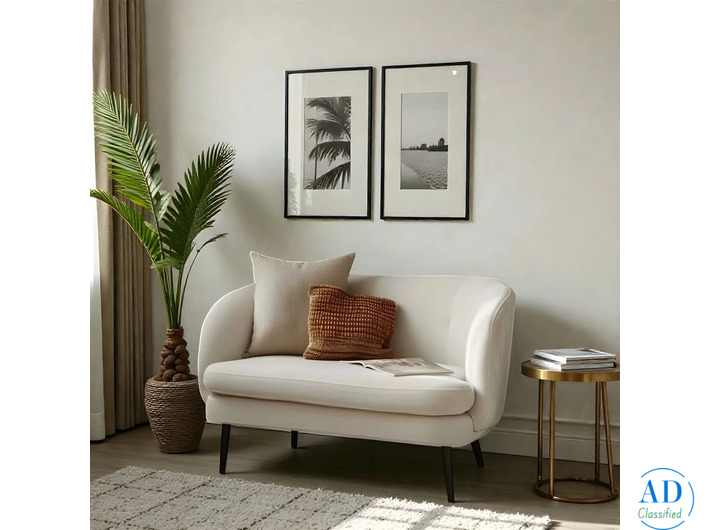 Curve Ivory Bouclé Loveseat