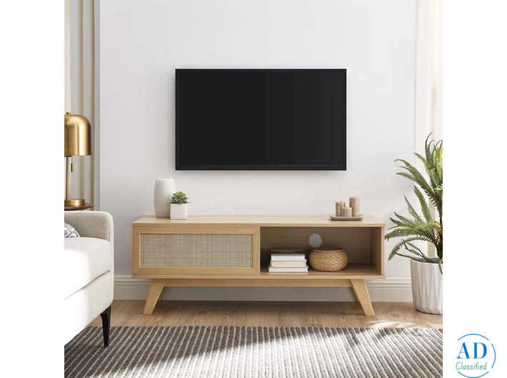 Scandi TV Stand with Mesh Design