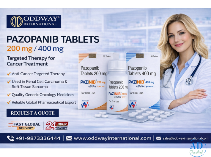 Pazopanib 400 mg & 200 mg Bulk Supplier Philippines - Oddway