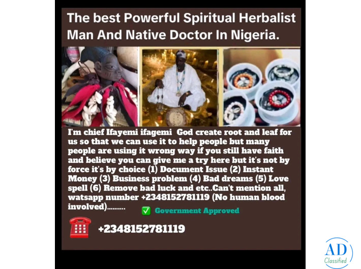 The best Powerful Spiritual Herbalist Native Doctor In Nigeria