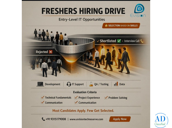 Freshers Hiring Now — But Not Everyone Gets Selected - EvisionTechnoserve