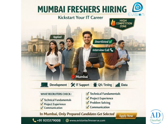 Mumbai Freshers Hiring — High Competition Zone - Evision Technoserve
