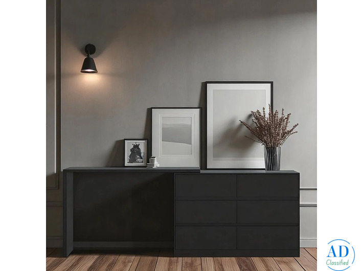 Black Desk & Dresser Combo