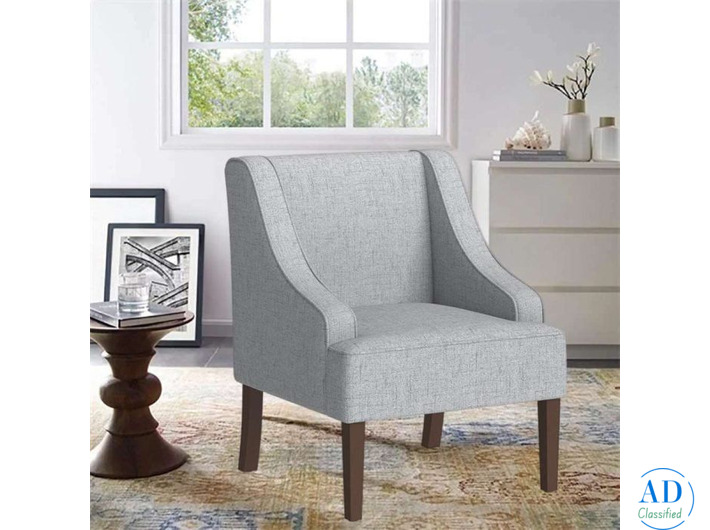 Light Grey Swoop Arm Accent Chair