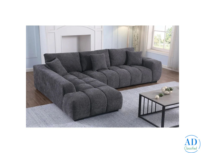 Luxury Oversized L-Shaped Chenille Chaise Lounge Sectional Sofa