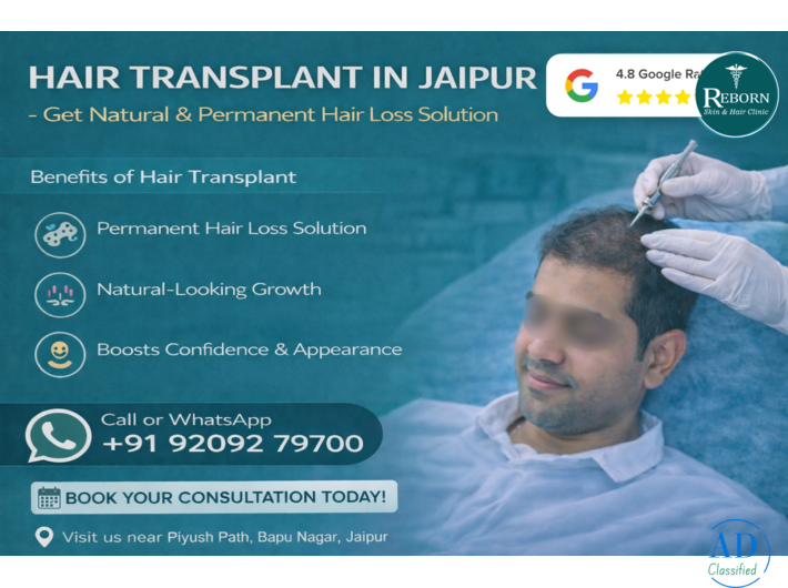 Hair Transplant in Jaipur - Natural and Permanent Hair Loss Solutions