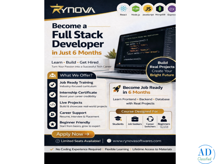 Become a Job-Ready Full Stack Developer in 6 Months by Rynova Softwares