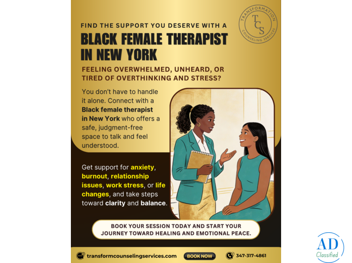 Black Female Therapist in New York – Compassionate & Culturally Aware Support