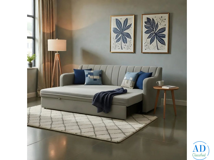 HarmonySleeper Grey Linen Sofa Bed