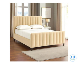 Velvet Grey Channel Tufted Bed Frame