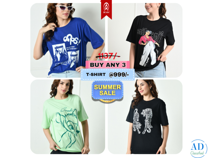 Printed T-shirt for women, at just 999/- by Zicada