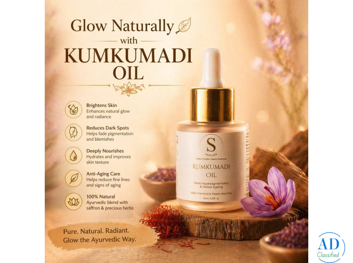 Glow Naturally with Kumkumadi Oil.