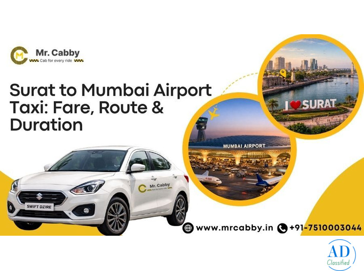 Book Surat to Mumbai Airport Taxi Service @ Rs. 12/Km - Mr. Cabby