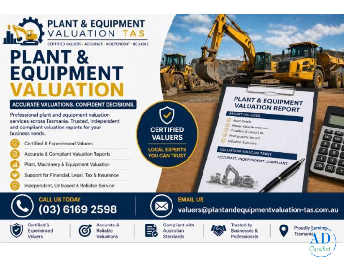 Plant & Equipment Valuation Tasmania | Certified Machinery Valuers