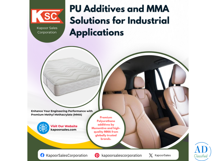 Kapoor Sales PU Additives and MMA Solutions for Industrial Applications