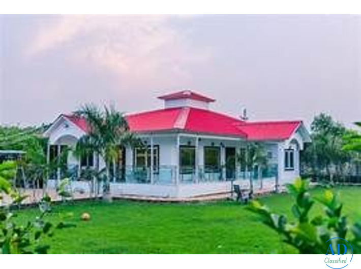 Luxury Farmhouse with Pool & Green Landscape