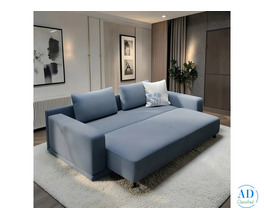 SereneSky Blue Convertible Sofa Bed