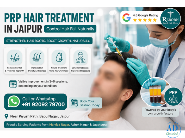 PRP Hair Treatment in Jaipur - Get Effective Hair Fall Control