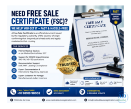 Get Free Sale Certificate (FSC) for Medical Devices & Cosmetics – Fast Approval Support in India