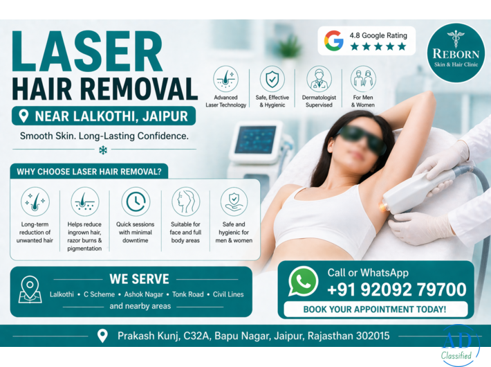 Affordable Laser Hair Removal near Lalkothi, Jaipur for Men & Women