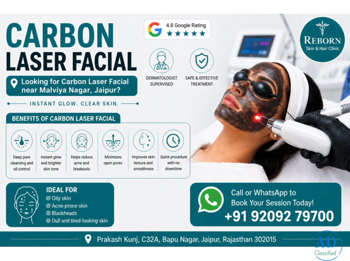 Get Carbon Laser Facial near Malviya Nagar, Jaipur for Acne