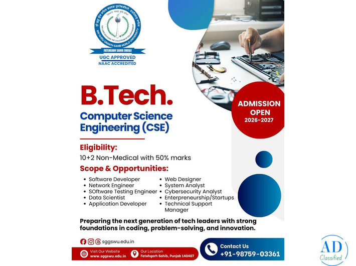 Best Btech computer science in Punjab