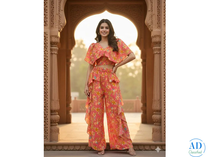 Shop Trendy Women’s Floral Printed Ruffle Co-Ord Set